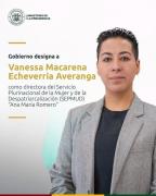 Vanessa Echeverría es designada como directora del Servicio Plurinacional de la Mujer