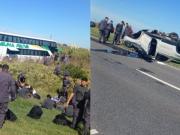 Tragedia en la Autopista Rosario-Santa Fe: hay dos muertos por el violento choque de un colectivo del Servicio Penitenciario contra una camioneta