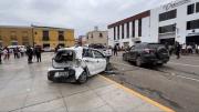 Al menos tres heridos en aparatoso cuádruple choque en plena Plaza de Armas de Trujillo