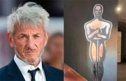 Sean Penn recibe en Ucrania un Óscar simbólico hecho con un vagón de tren dañado por Rusia