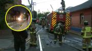 Corte en cable de alta tensión provoca incendio en Providencia: Un auto y tres casas resultaron afectadas