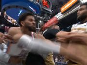 Piñas en la NBA: Oklahoma City Thunder y Washington Wizards se agarraron a trompadas y terminaron arriba de un camarógrafo