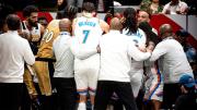 La pelea en la NBA que recorre el mundo: batalla campal entre Thunder y Wizards con jugadores arriba de un camarógrafo