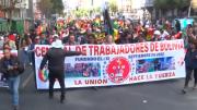 Trabajadores de Bolivia realizan una contramarcha en rechazo a los bloqueos de la COB