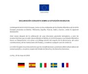 Unión Europea pide diálogo y condena la violencia ante la crisis social en Bolivia