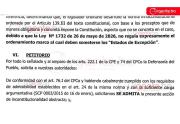 El Defensor del Pueblo pide al TCP que declare inconstitucional la ley que abroga la regulación de los estados de excepción