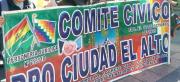 Comité Cívico de El Alto se ofrece como mediador para promover diálogo entre el Gobierno y sectores movilizados
