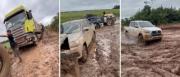 Bloqueo en San Julián: Lluvias deja intransitables los desvíos utilizados por transportistas