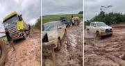 Bloqueo en San Julián: Lluvias dejan intransitables los desvíos utilizados por transportistas
