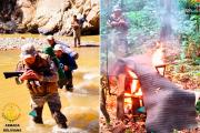 Armada destruye cinco campamentos de minería ilegal en el río Tequeje tras travesía de dos días