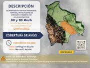 Senamhi emite alerta naranja por vientos de hasta 90 km/h en Santa Cruz