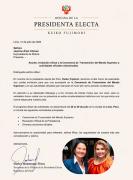 Jeanine agradece invitación para asistir a la posesión presidencial de Keiko Fujimori en Perú