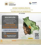 Senamhi mantiene alerta naranja por riesgo de desborde de ríos en Santa Cruz y Cochabamba
