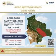 Senamhi emite alerta roja por vientos de hasta 120 km/h en provincias de Santa Cruz
