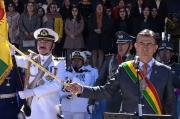 El presidente Paz administra su primera jura a la bandera; Lara no asiste al acto en El Alto