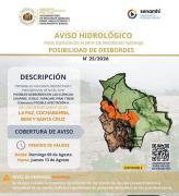 Alerta naranja: cuatro departamentos están en riesgo por posibles desbordes de ríos