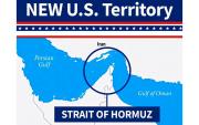 Trump publica una imagen en la que declara el estrecho de Ormuz como nuevo territorio de EEUU