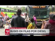 Viajes desde Cochabamba se reducen en 50%: Hay pasajeros, pero los buses están en las filas por diésel