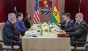 Cerimedo estuvo al lado de Rodrigo Paz en la reunión con Marco Rubio en cumbre del Escudo de las Américas