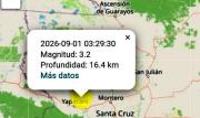 Sismo de 3,2 grados se registra en la provincia Ichilo de Santa Cruz
