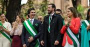 Iza de banderas: Saavedra destaca a Santa Cruz como tierra de oportunidades y Velasco dice que en septiembre se resolverá falta de combustible