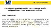 Unidad Nacional pone condiciones a Rodrigo Paz para apoyar un acuerdo político