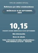 El dólar cede en Bolivia, la cotización para este miércoles es de Bs 10.15