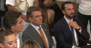El presidente Rodrigo Paz llega al corte de cinta de Expocruz 2026
