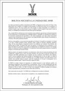 Sánchez de Lozada llama a la unidad del MNR