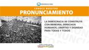 PRONUNCIAMIENTO LA DEMOCRACIA SE CONSTRUYE CON MEMORIA, DERECHOS HUMANOS, LIBERTAD Y DIGNIDAD PARA TODAS Y TODOS