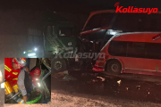 Tres personas heridas tras colisión frontal entre un bus y un tráiler en la carretera Potosí–Oruro