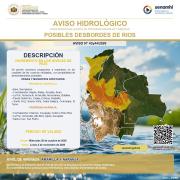 Senamhi activa alertas naranja y amarilla por riesgo de desbordes de ríos en cinco departamentos