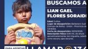 BÃºsqueda de Lian: ofrecen una importante recompensa a quien aporte datos del pequeÃ±o