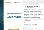 Bolivia Condena Atentado contra Senador Uribe Turbay en Colombia