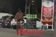 Joven totalmente desnudo caminó a la madrugada por la Av. Belgrano