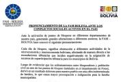 La FAM-Bolivia llama al diálogo tras violentos enfrentamientos en Llallagua