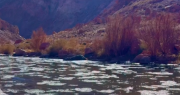 Video: un río apareció congelado en Calingasta