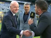 Gianni Infantino apareció en un móvil de TV en pleno Mundial de Clubes y Sergio Goycochea lo sorprendió con un inesperado pedido