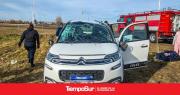 Vuelco en la rotonda Bridasaurio resultó sin heridos