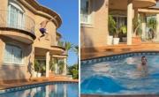 VIDEO. Flor de polémica: L-Gante hizo un arriesgado salto a la pileta desde el balcón de un Hotel