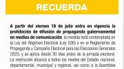 TSE recuerda prohibición de propaganda gubernamental en los medios que aliente una candidatura