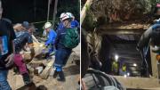 Rescataron con vida a 18 trabajadores que quedaron atrapados tras un derrumbe de una mina de oro