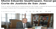 El fallecimiento de Quattropani, con eco en un importante medio nacional y pesar en los Ministerios Públicos del país