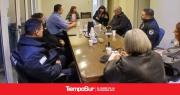 Comerciantes reunidos con autoridades policiales