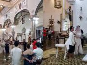 Un amor más fuerte que cualquier tormenta: una pareja se casó en una iglesia inundada
