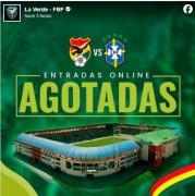 Agotadas las entradas digitales para partido Bolivia vs. Brasil