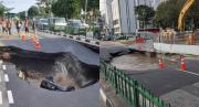 VIRAL: Un carro fue tragado por un cráter que se abrió en plena calle de Singapur, todo quedó grabado
