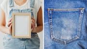 Con un viejo portaretratos y un bolsillo de pantalón, crea está ingeniosa idea para la entrada de tu casa