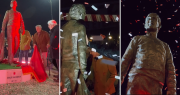 El momento en el que se destapó la estatua de Osvaldo Zubeldía en la noche de UNO