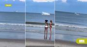 Aeronave ligera se estrelló en una playa de EEUU: El impactante hecho quedó grabado